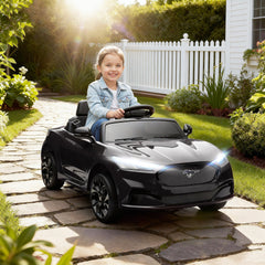 Ride On Car for Kids, Licensed Ford Mustang Mach-E 12V Electric Car with Remote Control, LED Light, Music, Black