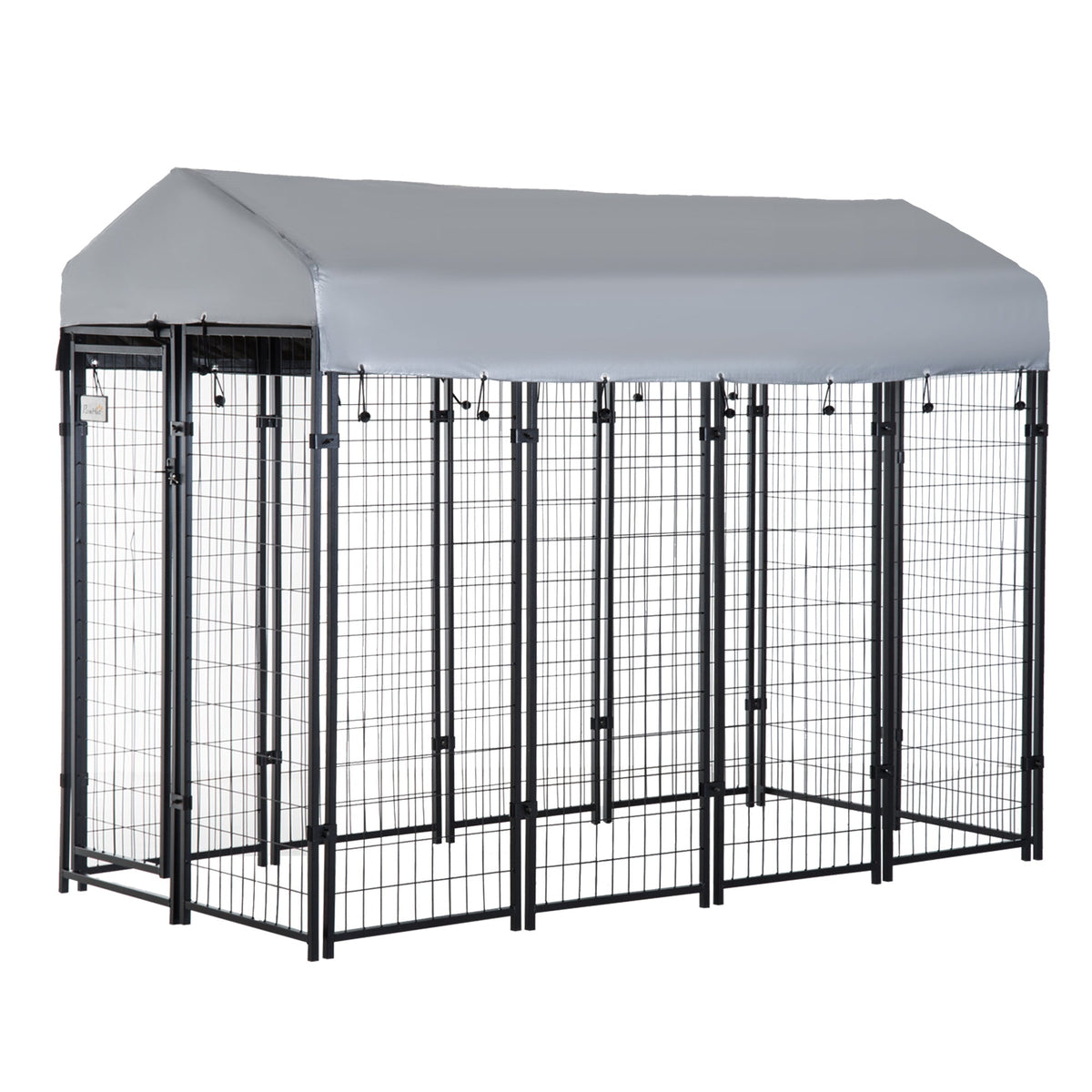 Outdoor Dog Kennel with Waterproof UV-Resistant Cover, 8 x 4 x 6 ft