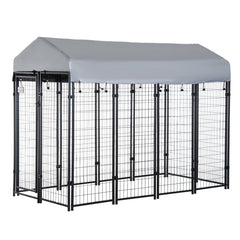Outdoor Dog Kennel with Waterproof UV-Resistant Cover, 8 x 4 x 6 ft