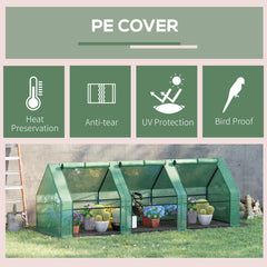 9' x 3' x 3' Portable Mini Greenhouse Tunnel Growing Tent Plants Flower Warm House w/ Zippered Roll-up Doors, PE Cover, Green