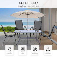 4-Piece Outdoor Dining Chair for Relaxing on Patio Balcony Garden, Comfortable Outdoor Furniture with Armrests, Black