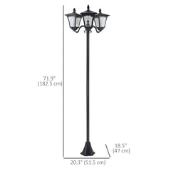 Outdoor Solar Lamp Post, Vintage Style, Dimmable, Waterproof, for Garden Lawn Pathway Walkway, Black