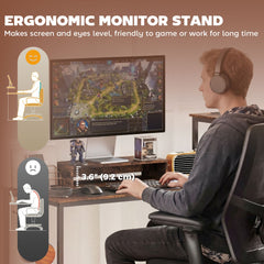 96 Inch Gaming Desk, Dual Computer Desk for 2 Person with Power Outlets and Monitor Stands, Black