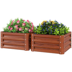 2' x 2' x 1' 2-Pieces Raised Garden Bed with Galvanised Steel Frame for Vegetables, Flowers, Herbs, Green