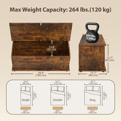 39.5" Storage Chest with 2 Safety Hinges, Storage Box Organizer with Flip-Top Lid, Entryway Storage Bench, Black