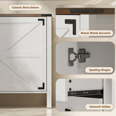 59" Buffet Cabinet, Farmhouse Sideboard with Thick Top, 2 Barn Doors, 4 Drawers and 2 Adjustable Shelves, Grey