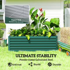 6' x 3' x 2' Raised Garden Bed, Galvanized Planter Box for Growing Flowers, Herbs and Vegetables, Brown