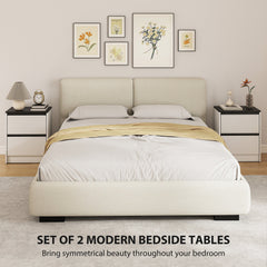 Nightstands Set of 2, Modern Bedside Tables with 2 Drawers, End Side Tables for Bedroom, White