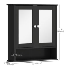 Medicine Cabinet, Wall-Mounted Bathroom Mirror Cabinet with Double Doors, Open Shelf, and Adjustable Shelf, Modern Bathroom Wall Cabinet, White