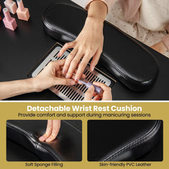 Manicure Table Nail Desk with Electric Dust Collector and 3 Dust Bags-Black