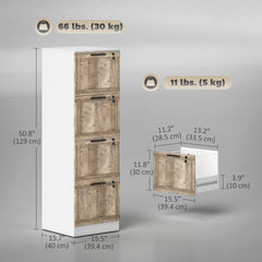 3 Drawer Filing Cabinet, Farmhouse File Cabinet with Lock, Adjustable Hanging Rails for A4 Letter Size Files, White
