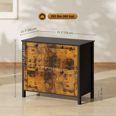 2 Drawer File Cabinet, Lockable Filing Cabinet with Adjustable Hanging Bar for Letter, A4 and Legal Size, Black