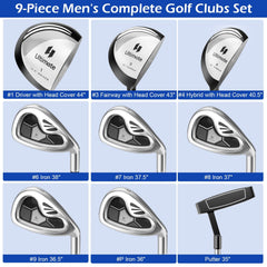 Men's 9 Pieces Complete Golf Club Set-Gray