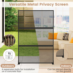 Metal Privacy Screen with Expansion Bolts and Connection Screws-Black