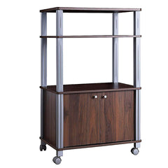 Microwave Rack Stand Rolling Storage Cart-Walnut