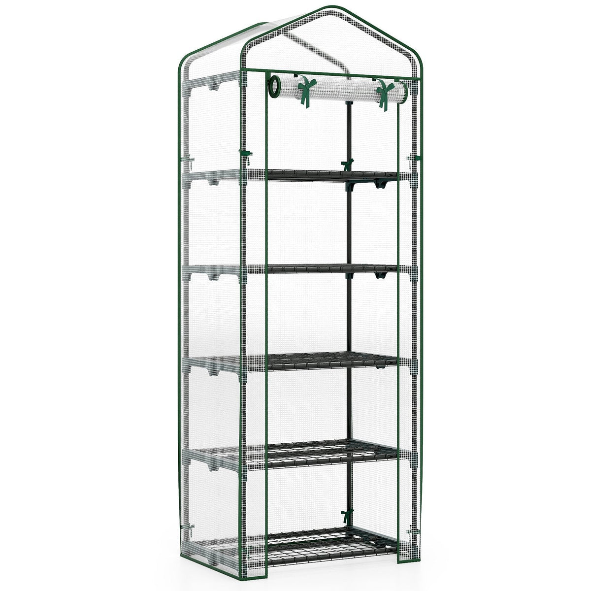 Mini Greenhouse Portable Plant Grow House with 5 Tier Shelves-White