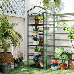 Mini Greenhouse Portable Plant Grow House with 5 Tier Shelves-White