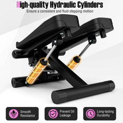 Mini Stepper with Resistance Bands and Adjustable Height for Exercise at Home-Black