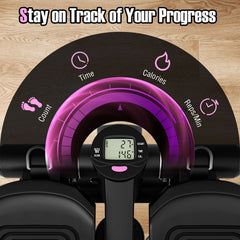 Mini Stepper with Resistance Bands and Adjustable Height for Exercise at Home-Black