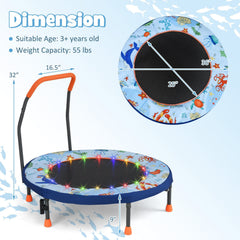 Mini Trampoline Folding Small Rebounder for Kids with Lights-Blue