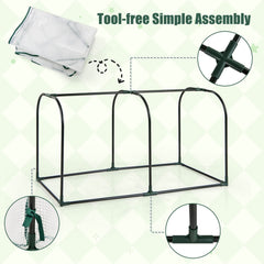 Mini Tunnel Greenhouse with Roll-up Zipper Door-Green