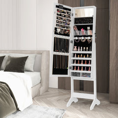 Mirror Jewelry Cabinet with 20 Warm Lights and 4 Tilt Angles-White