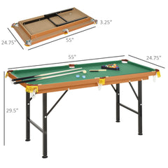 55" Mini Pool Table Portable Billiard Table Includes Cues, Ball, Chalk, Rack, Blue