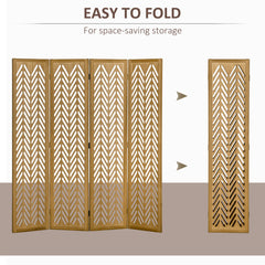 3 Panel Room Divider, 5.6ft Tall Wood Folding Privacy Screens, Freestanding Partition Wall Dividers, Light Brown