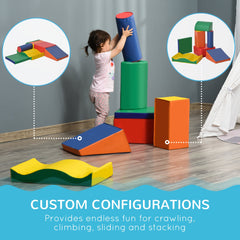 7 Pieces Soft Play Foam Climbing Blocks, Indoor Modular Kids Play Toys for Climbing, Crawling, Sliding, Multicolour