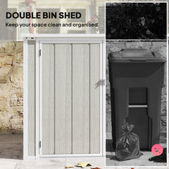 41 Cu. Ft. Outdoor Storage Shed, Outdoor Horizontal Trash Can Storage with Chain Lid, Lockable Storage Box, Grey