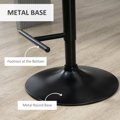 Modern Bar Stools PU Leather Set of 2 Swivel Bar Height Barstools Chairs with Adjustable Height, Round Heavy Metal Base and Footrest, Black