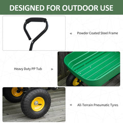 Garden Dump Cart Heavy Duty 440lbs Wagon with Steel Frame and 10'' Pneumatic Tires, Green