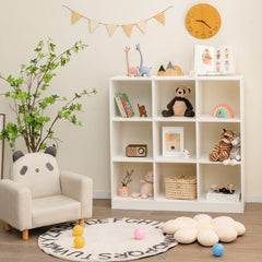 Modern 9 Cube Bookcase with 2 Anti Tipping Kits, Toy and Book Storage, White