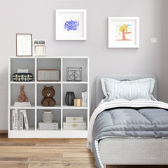 Modern 9 Cube Bookcase with 2 Anti Tipping Kits, Toy and Book Storage, White