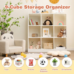 Modern 9 Cube Bookcase with 2 Anti Tipping Kits, Toy and Book Storage, White