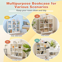 Modern 9 Cube Bookcase with 2 Anti Tipping Kits, Toy and Book Storage, White