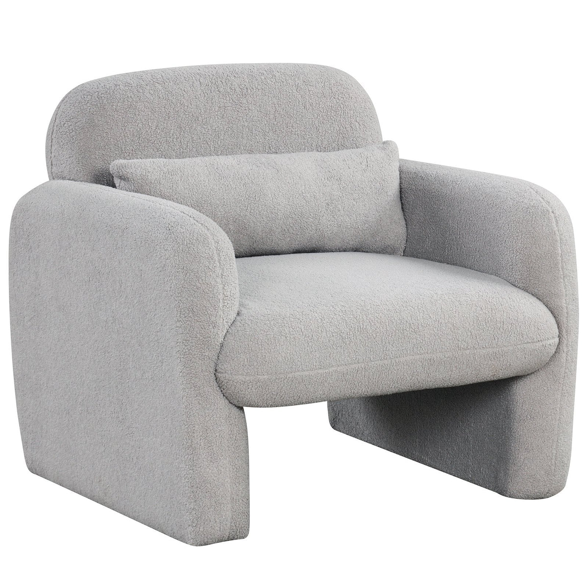 Modern Accent Chair with Waist Pillow and Armrests for Living Room Bedroom-Gray