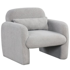 Modern Accent Chair with Waist Pillow and Armrests for Living Room Bedroom-Gray
