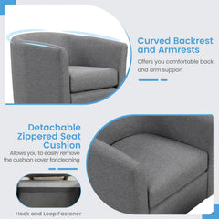 Modern Club Swivel Accent Chair with Ottoman Footrest Curved Backrest-Grey
