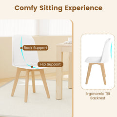 Set of 2 Modern Shell Dining Chairs, White Moulded Seat on Solid Beech Wood Legs