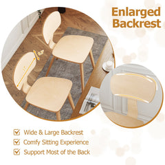 Set of 4 Bentwood Dining Chairs, Natural Rubber Wood Veneer with Wide Curved Backs
