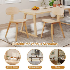 Set of 4 Bentwood Dining Chairs, Natural Rubber Wood Veneer with Wide Curved Backs