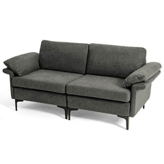 72.5 in Loveseat Sofa in Charcoal Linen with Armrest Pillows, 1320 lb Capacity and Metal Legs