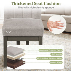 Set of 4 Channel Back Dining Chairs, Grey Fabric with 5.5 Inch Sprung Seats and Grey Sled Bases