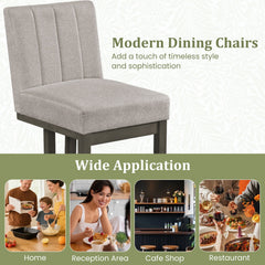 Set of 4 Channel Back Dining Chairs, Grey Fabric with 5.5 Inch Sprung Seats and Grey Sled Bases