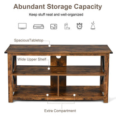 Modern Farmhouse TV Stand Entertainment Center for TV's up to 55-Inch with Open Shelves-Brown
