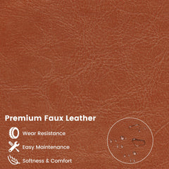 44 in Faux Leather Loveseat on a Black Metal Frame with Zipped Covers, Tan, 400 lb Capacity