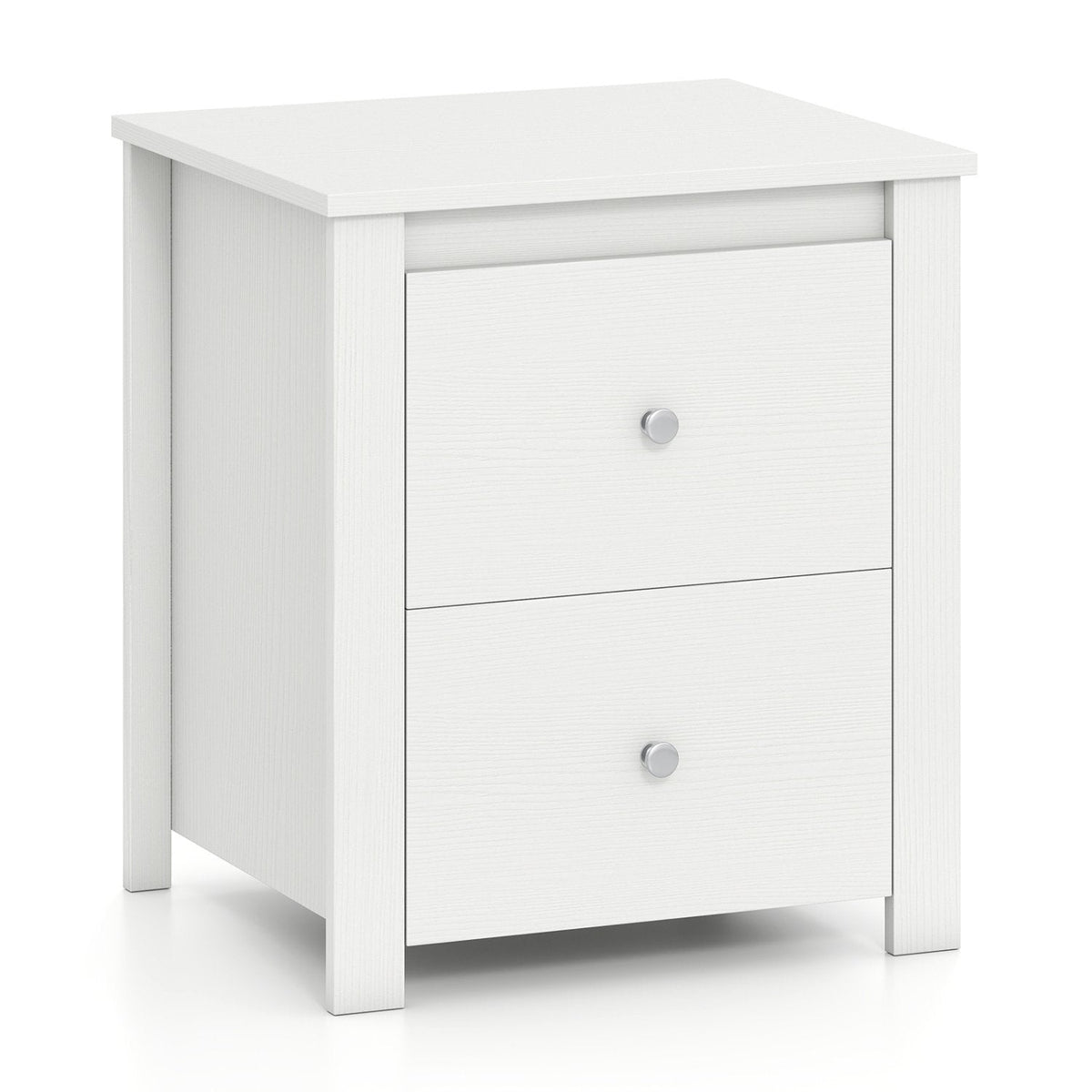 Modern Nightstand with 2 Drawers for Small Spaces, White