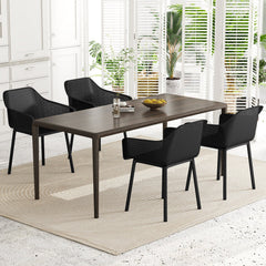Set of 2 Black Moulded Dining Armchairs with Perforated Mesh Back and Arms