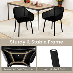 Set of 2 Black Moulded Dining Armchairs with Perforated Mesh Back and Arms